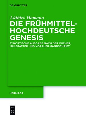 cover image of Die frühmittelhochdeutsche Genesis